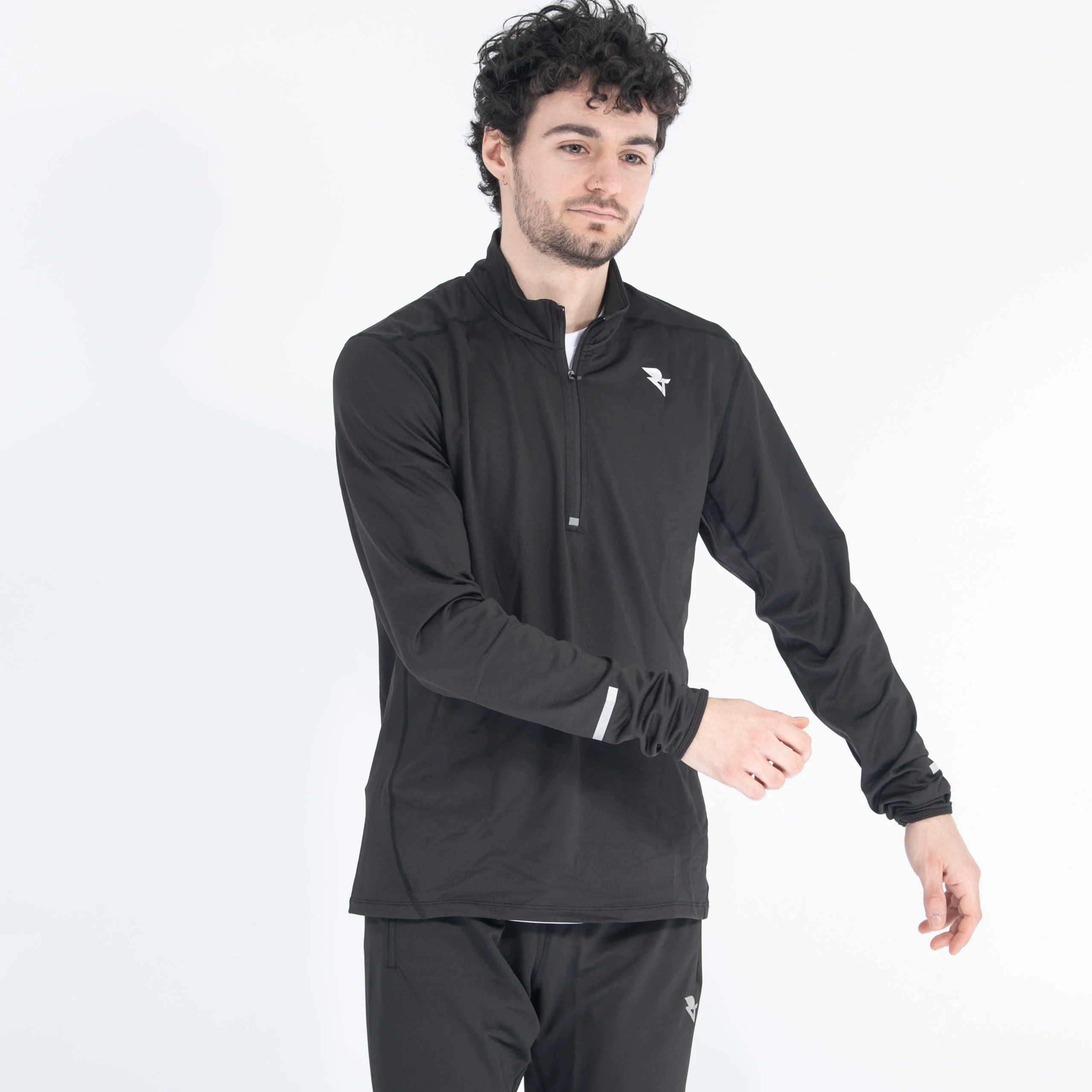 Men's Black 1/4 Zip Pullover - Fleeced - Image 3