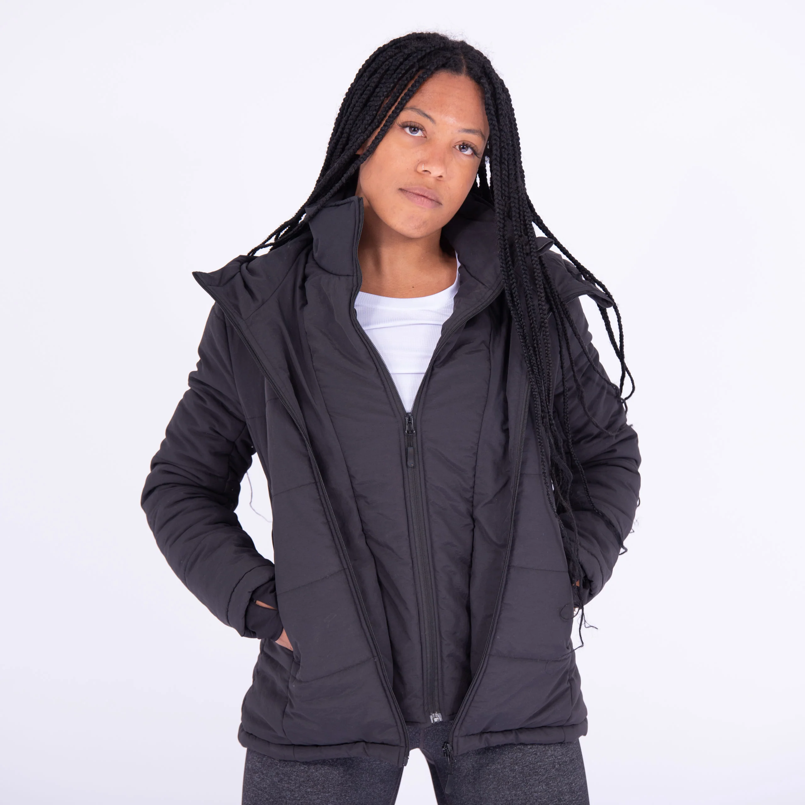 Women's Black Padded Coat - Image 3