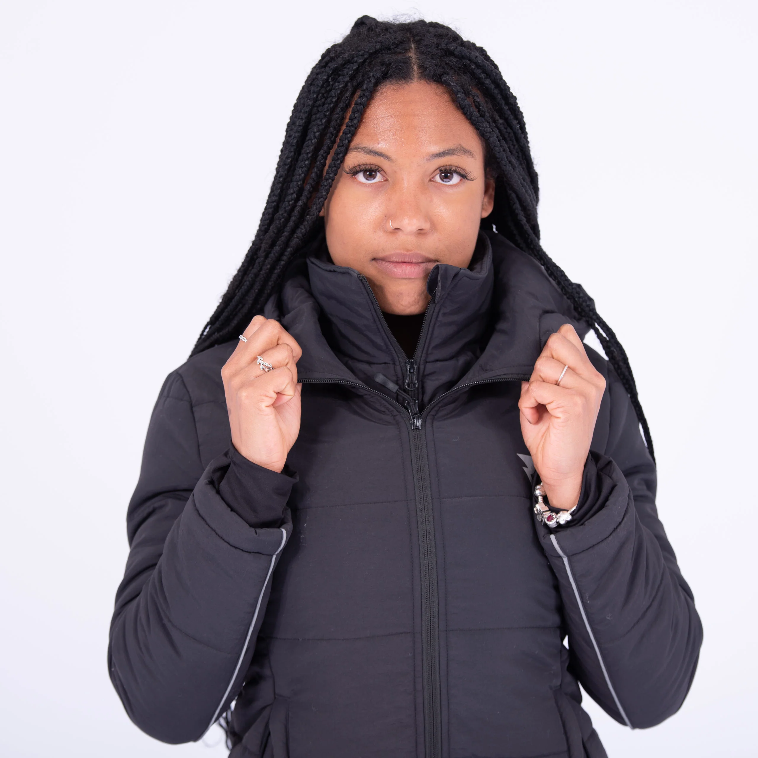 Women's Black Padded Coat - Image 4