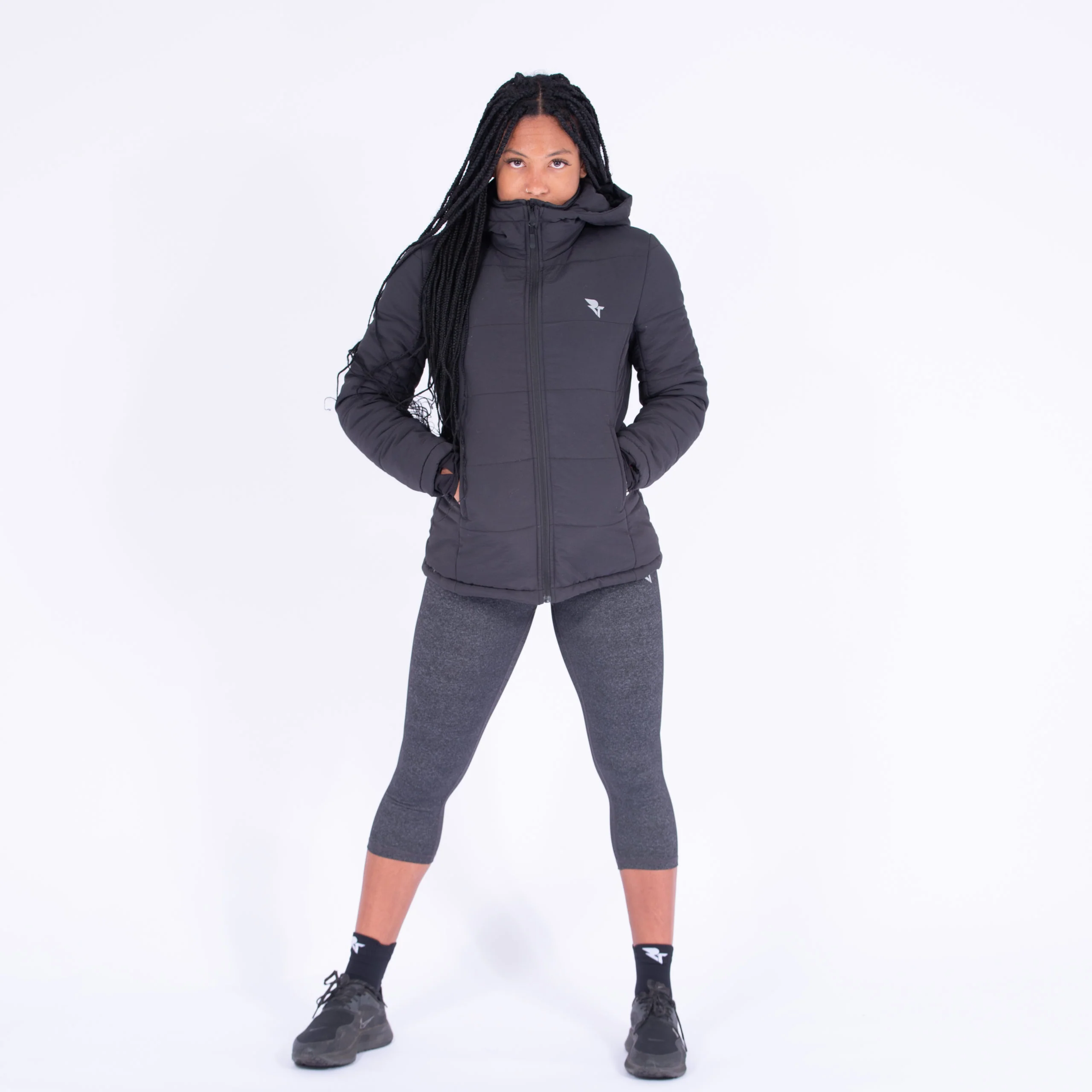 Women's Black Padded Coat - Image 8